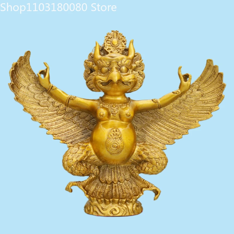 

25cm Copper Leizhenzi Brass great golden-winged peng bird Garuda sculpture
