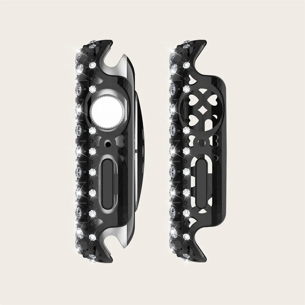 Casing berlian untuk penutup jam tangan Apple 9 8 7 41mm 45mm cangkang pelindung Bumper Bling untuk iWatch seri 9 8 7 bingkai pelindung PC