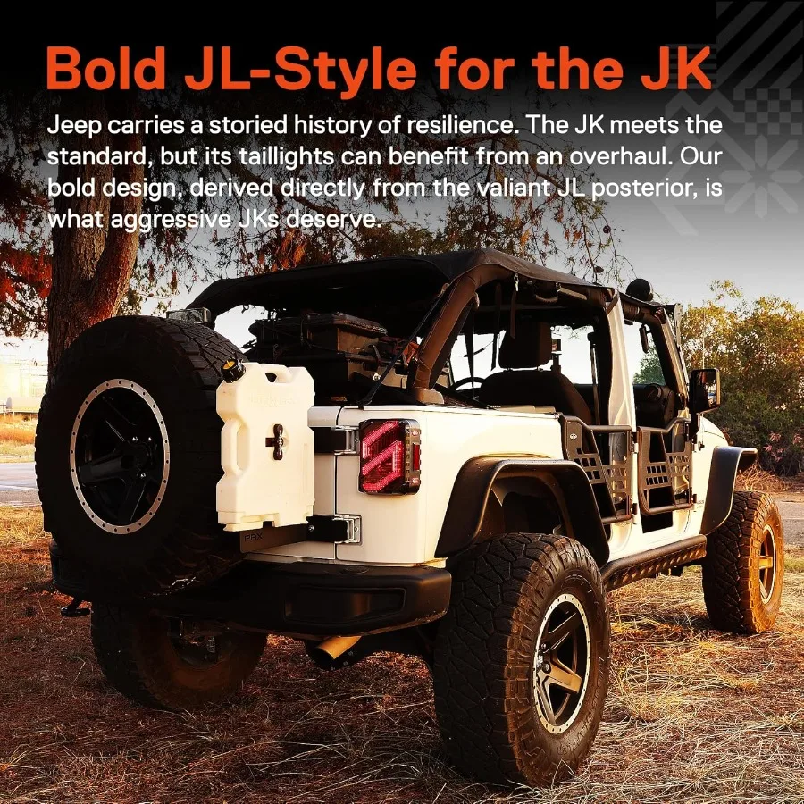 LED Tail Lights Compatible with 20072018 Jeep Wrangler JK JKU for OffRoad Use DOT Approved Smoked Lens Design TBT Turn Signal a