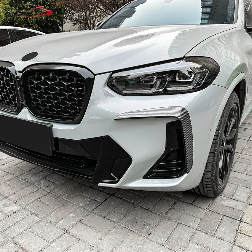 For BMW X3 X4 G01 G02 M Sport LCI 2022 2023 Glossly black/Carbon Fiber look Front bumper trim panel