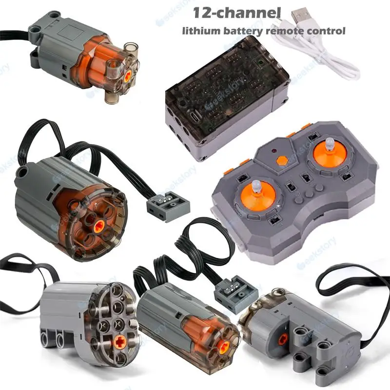 Bloques de construcción de Control remoto con batería de litio, aplicación de 12 canales, M/L/XL/Servo Motor, juego de funciones de potencia, ladrillos MOC, piezas de juguetes DIY