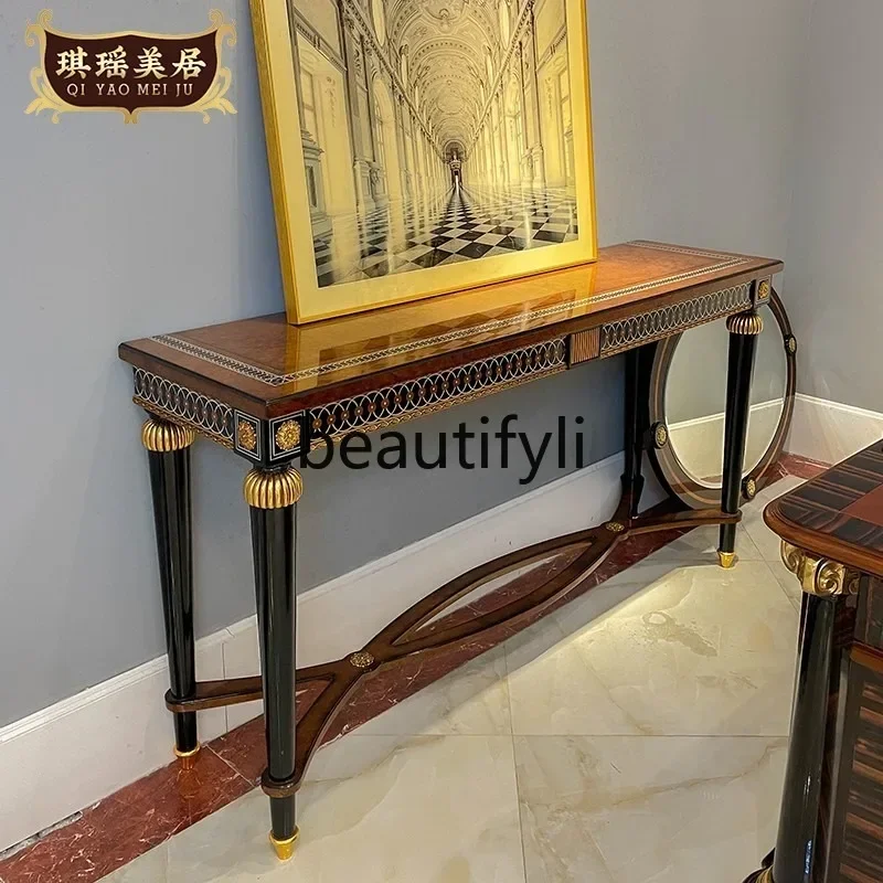 A32 French luxury entrance table solid wood shell parquet table decoration sofa back few