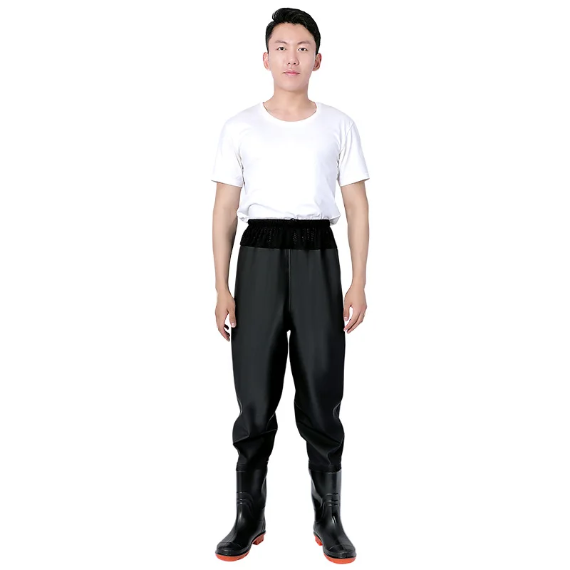 Upgrade PVC Breathable Waterproof Waist Length Wadding Pants Half Body Fishing Pants For Men And Women