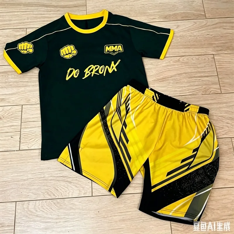 New Octagonal Cage Jujutsu MMA Fighting Night T-Shirt Set Men Women Training Super Large Ha Breathable Speed Drying Sports Set