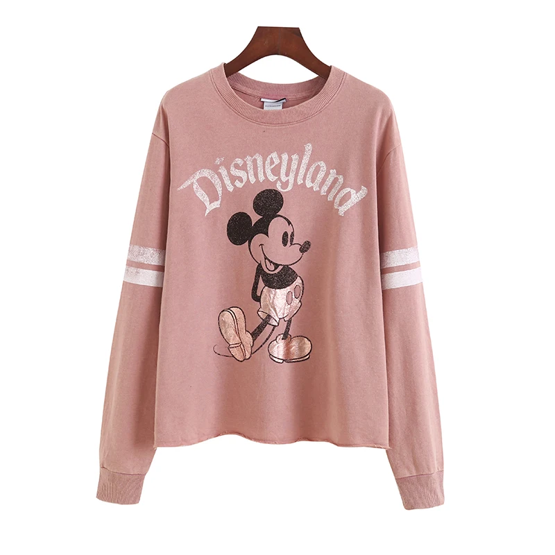 

Женская повседневная толстовка с мультяшным принтом, с длинным рукавом, оверсайз, свободного кроя, из хлопка, модная верхняя одежда, с круглым вырезом, для повседневной носки