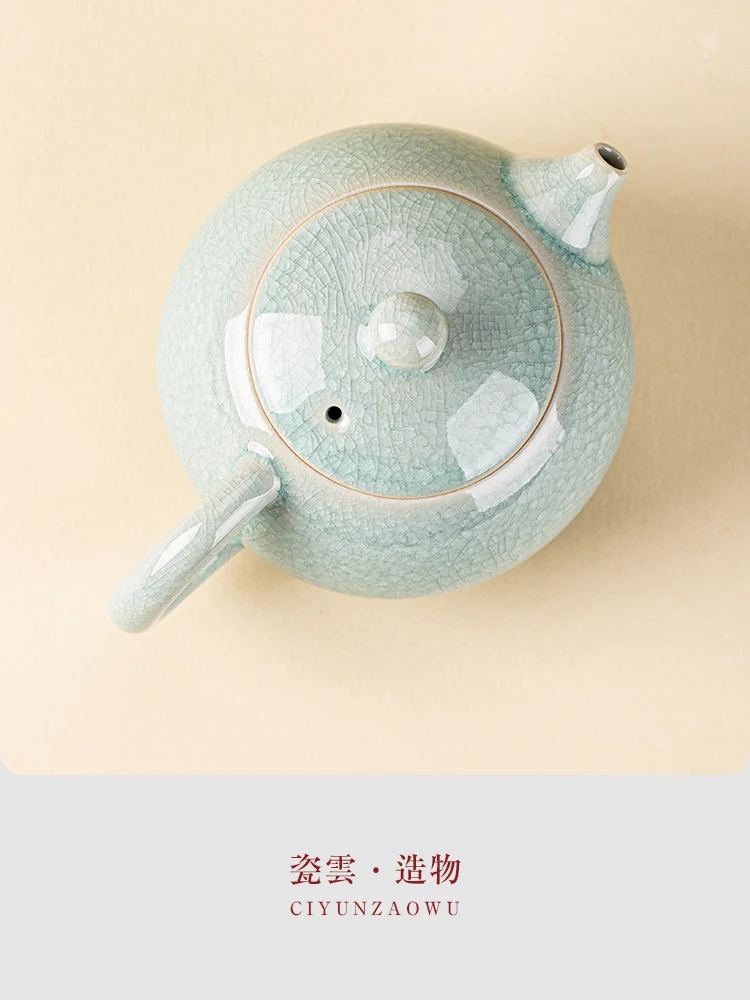

High Quality Ru Ware Teapot Single Ice Cracking Supportable Filter Porcelain Set Large Capacity Household Brewing Xi Shi Pot