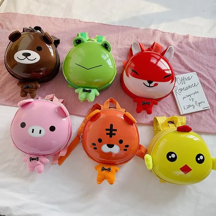 

Детский рюкзак для малышей 1-5 лет с мультяшными животными, для мальчиков и девочек, для улицы и школы, для младших классов, для канцелярских принадлежностей, из ПВХ, в форме яичной скорлупы