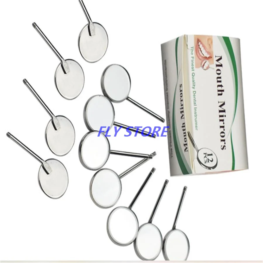 

12Pc/box Dental Mouth Mirror Head Stainless Steel Mouth Reflector Mirrors Oral Care Tool