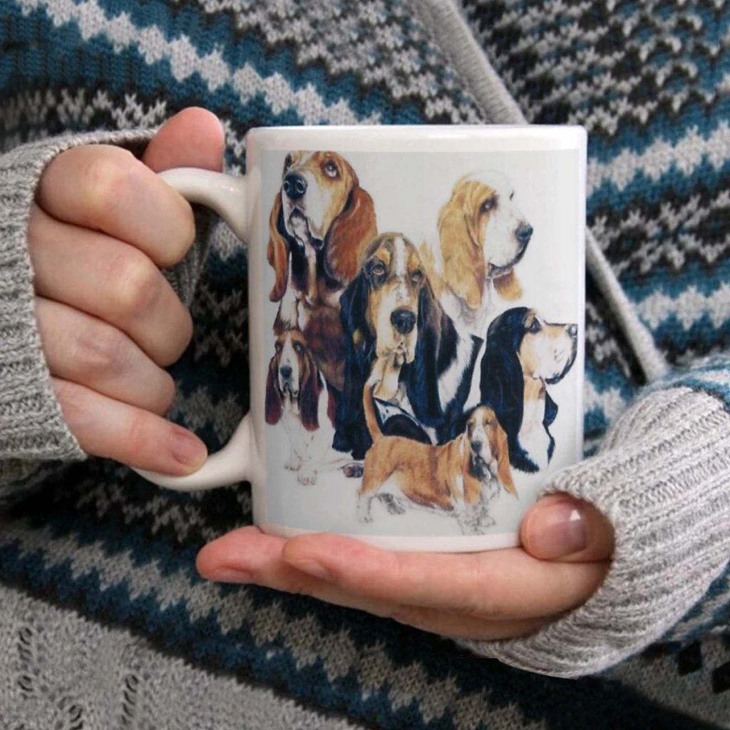 

Basset Hound MontageCoffee Mug Tea Cup 11oz Coffee Cup Funny Birthday Ceramic Mug Personalized Cup