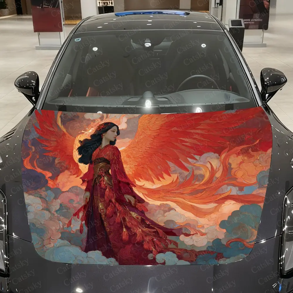 Fengqi Goddess Car Hood Stickers, PVC Stickers, Waterproof And Wear-resistant Decorative Stickers, Fashion Pattern Design, Car S