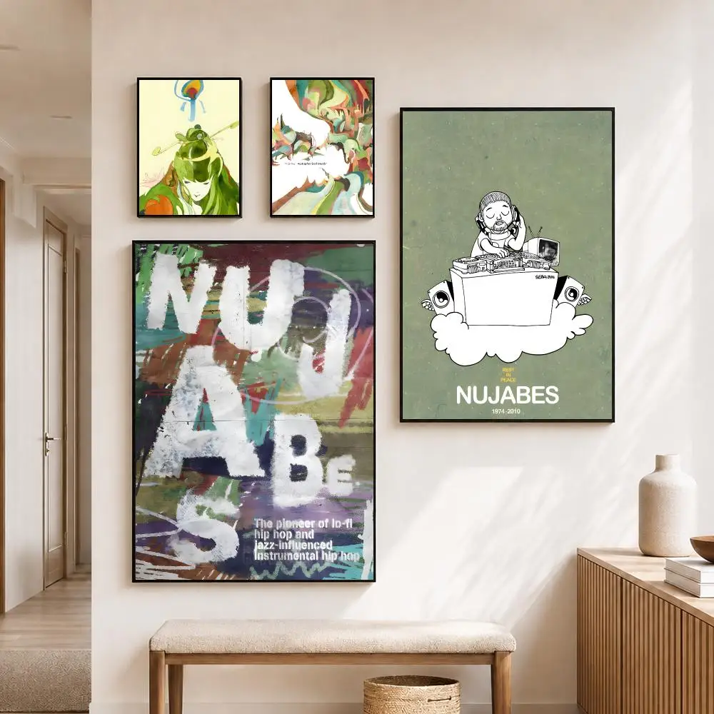 Music Producer N-Nujabes Poster Self-adhesive Wall Mural Art Waterproof Sticker For Bar Room Decor High Quality Print Gift