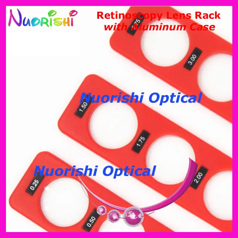E03-10 Good Quality Ophthalmic Supplies Retinoscopy Trial Board Lens Rack Set Kit 6 Plastic Bars 30 Lenses Aluminum Case