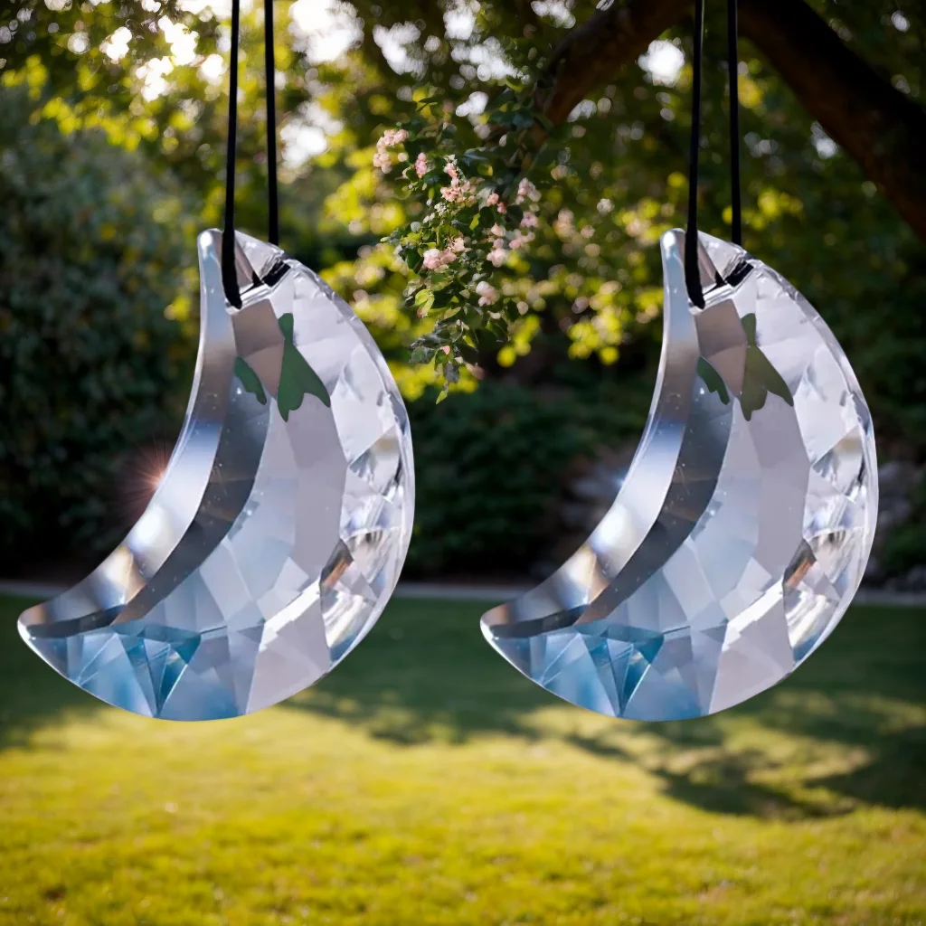 2 transparent crystal light traps - Rainbow-colored hanging decorations, suitable for window decoration, interior decoration, ho
