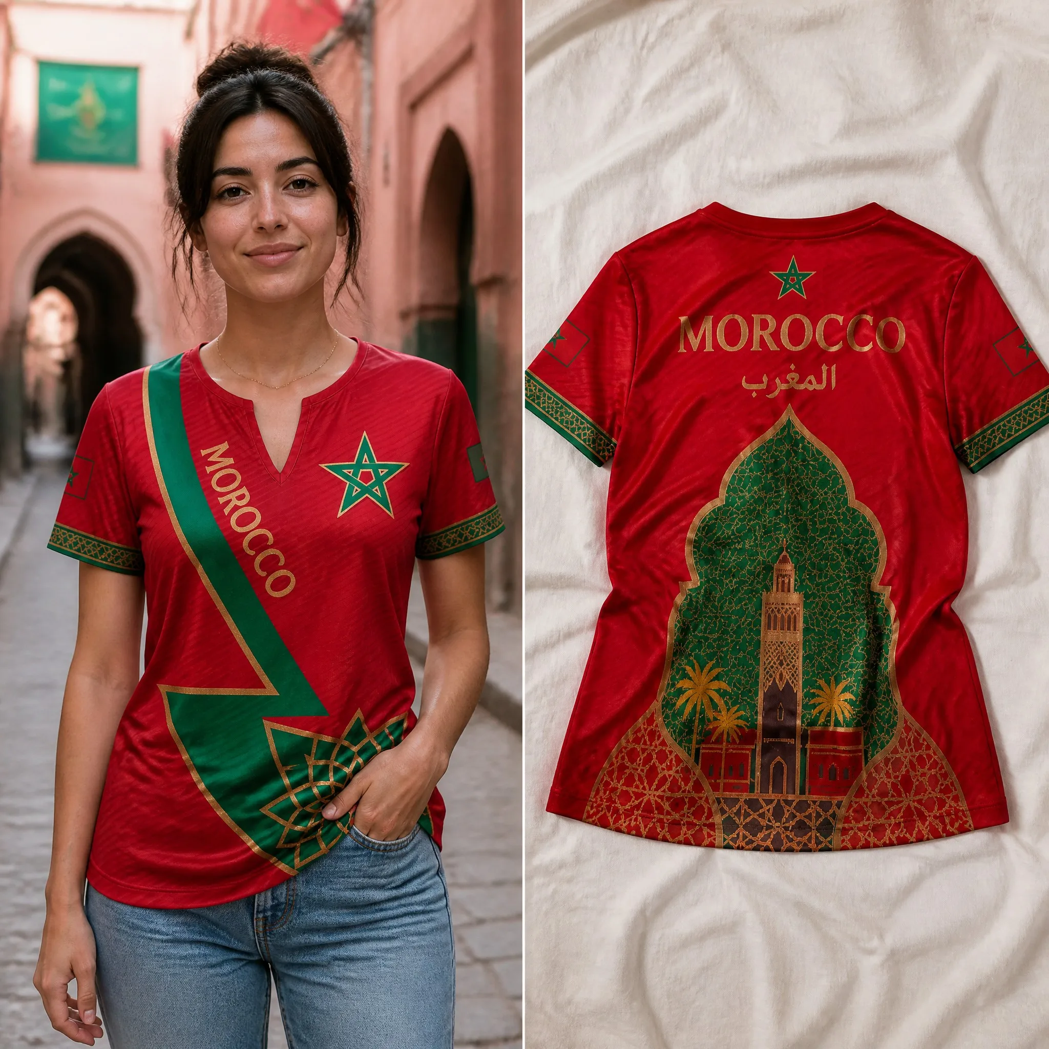 Womens V Neck Short Sleeve Morocco T Shirt Mosaic Pattern Lion Crest Print Casual Summer Graphic Tee Travel Street Top For Women