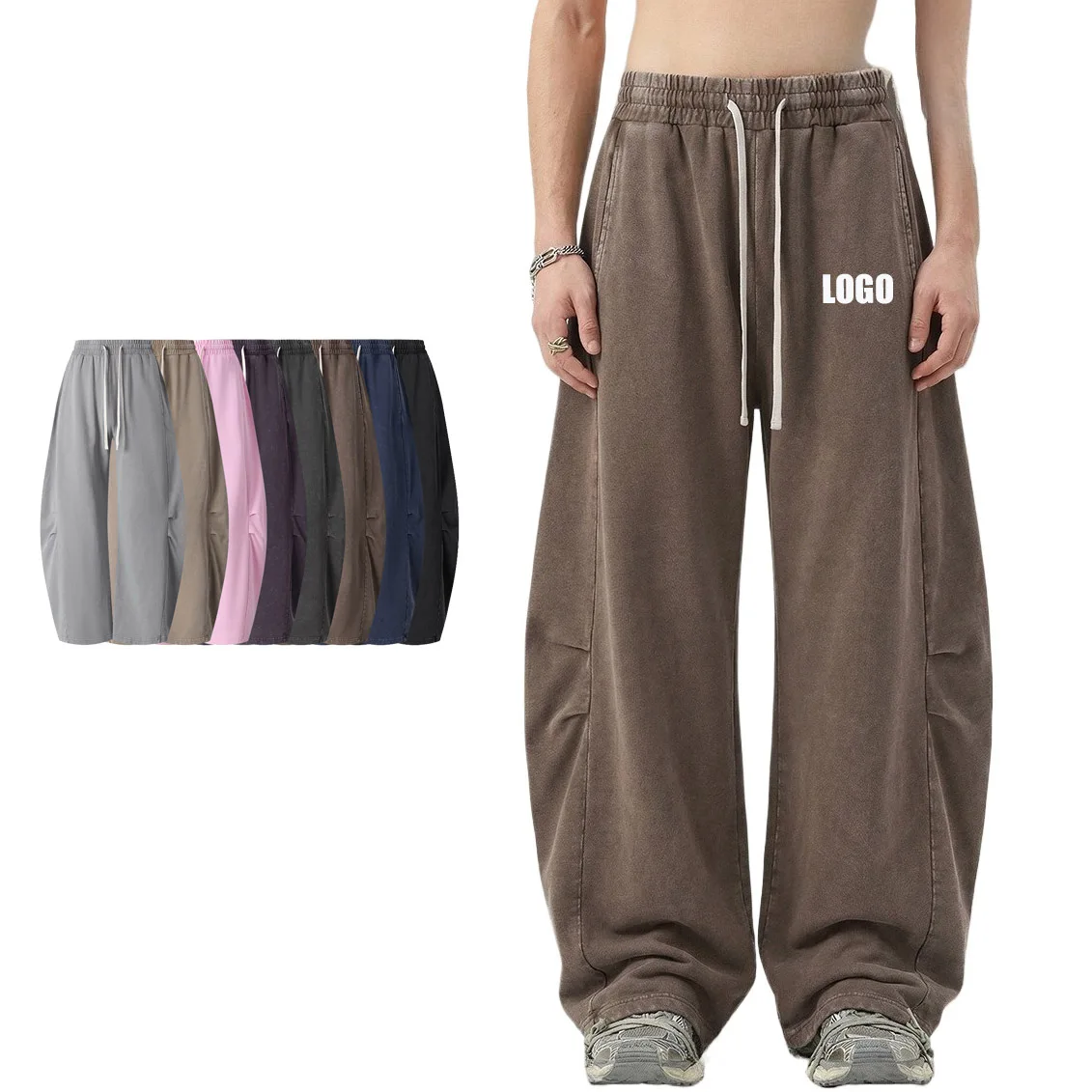 

Мужские брюки с индивидуальным логотипом, 320 г, в стиле ретро, с эффектом потертости, 100% хлопок, прямой крой, свободные, в стиле стритстайл.