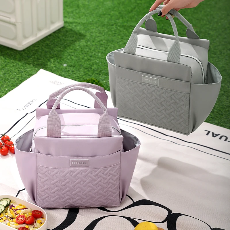 Tragbare Lunchtasche für Damen, große doppellagige Lunchbox, geeignet für die Arbeit, isolierte und auslaufsichere Lunchbox mit doppeltem Fach