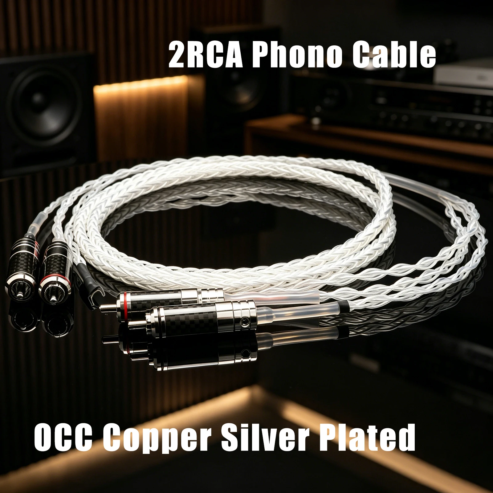 2RCA Phono Cable with Ground Wire 12cores occ silver plated Tonearm Cable LP Vinyl Record Player Amplifier Chassis Signal Cable