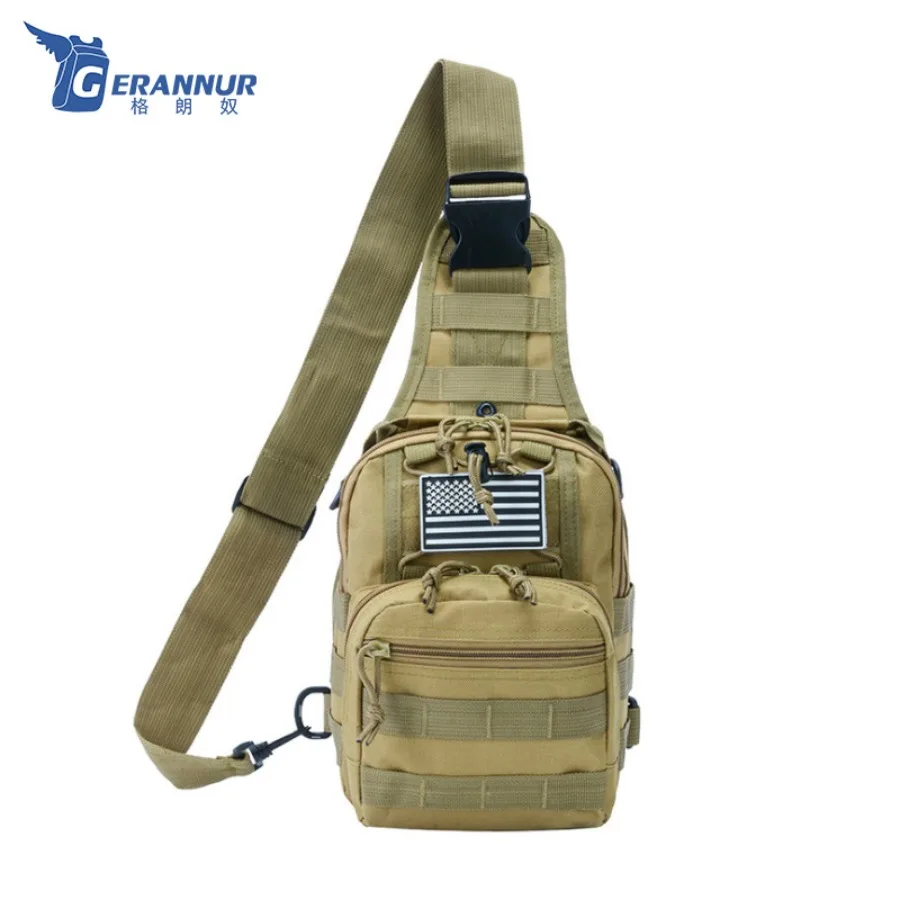 

【Spot goods】Military fan tactical chest bag casual riding sports -body men's bag outdoor camouflage chest bag iPad small bag si