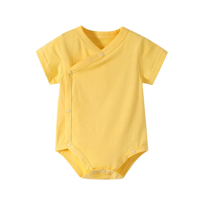 Summer T-shirt Baby Boys Girls Baby Bodysuits 0-12months Monk attire Baby Odell cotton wrap with double layer belly protection