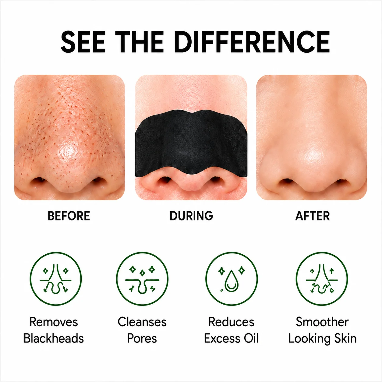 24pcs Charcoal Nose Pore Strips Blackhead Remover for Oil Control Deep Cleansing Pore Cleaner Skin Care