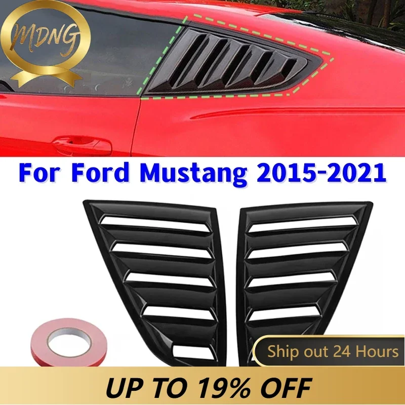2Pcs Car Modified Side Air Outlet Blinds Balck Scoops Spoiler Air Vent Trim Cover For Ford Mustang 2015-2021
