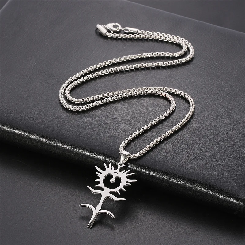 Ghostemane Charm Necklaces for Women and Men, Silver Color Pendants, Stainless Steel Jewelry