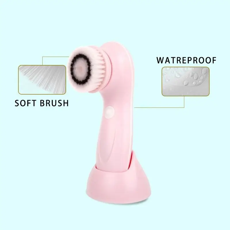 3-in-1電動フェイスマッサージブラシ,超音波スキンクレンジングブラシ,防水およびフェイシャル