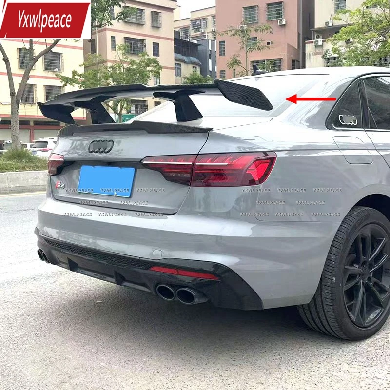 

For Audi A4 S4 B9 B9.5 Sedan 2017-2024 100% Carbon Fiber /ABS Glossy Black Rear Trunk Spoiler Lid Wing Body kit Car Accessories