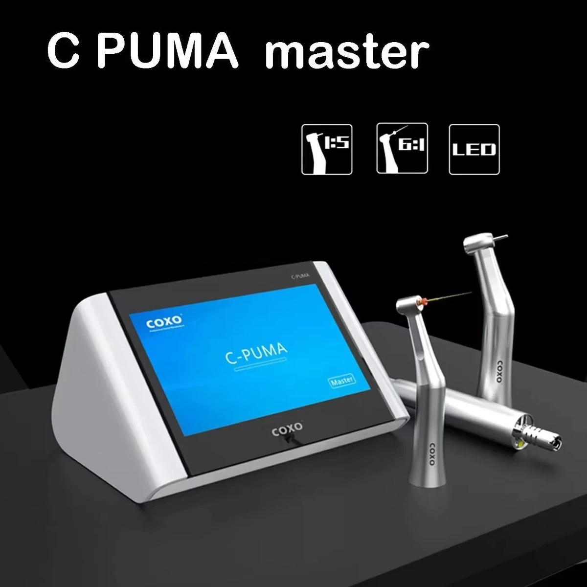 

Стоматологический электродвигатель COXO C-PUMA Master 2 в 1 с легким сенсорным экраном, внутренняя ручка распыления канала воды 1:5 + 6:1