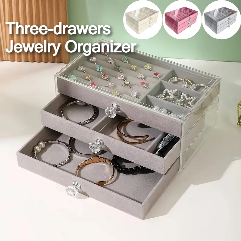 

Практичная акриловая шкатулка для драгоценностей большой емкости, лоток для ювелирных изделий, ящик для браслета, кольцо, органайзер для ювелирных изделий, окисление, настольная коробка для хранения