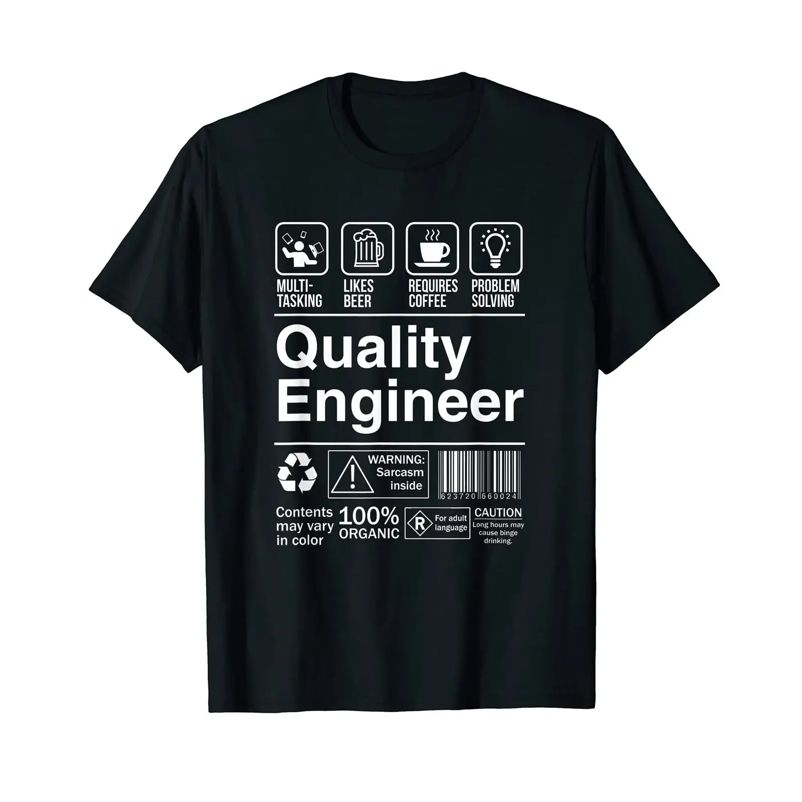 T-shirt humoristique et sarcaste pour ingénieur qualité, graphique vintage délavé, vêtement de créateur polyvalent et extensible, décontracté et confortable.
