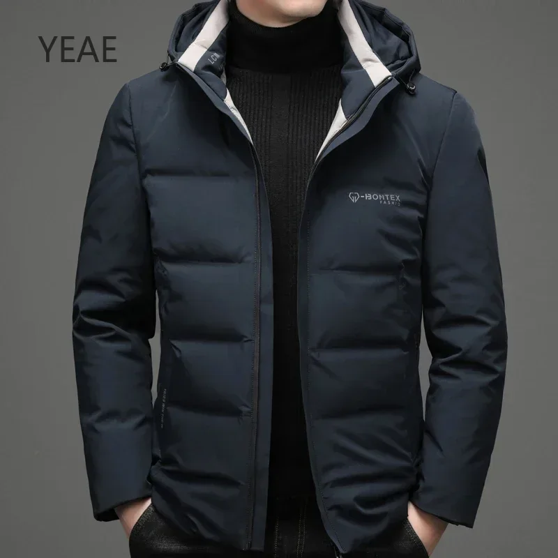 

YEAE Short Down Jacket Hooded Jackets Removable Grey Duck Down Padding Designer Clothes Men Winter Jacket for Men Men's Coat