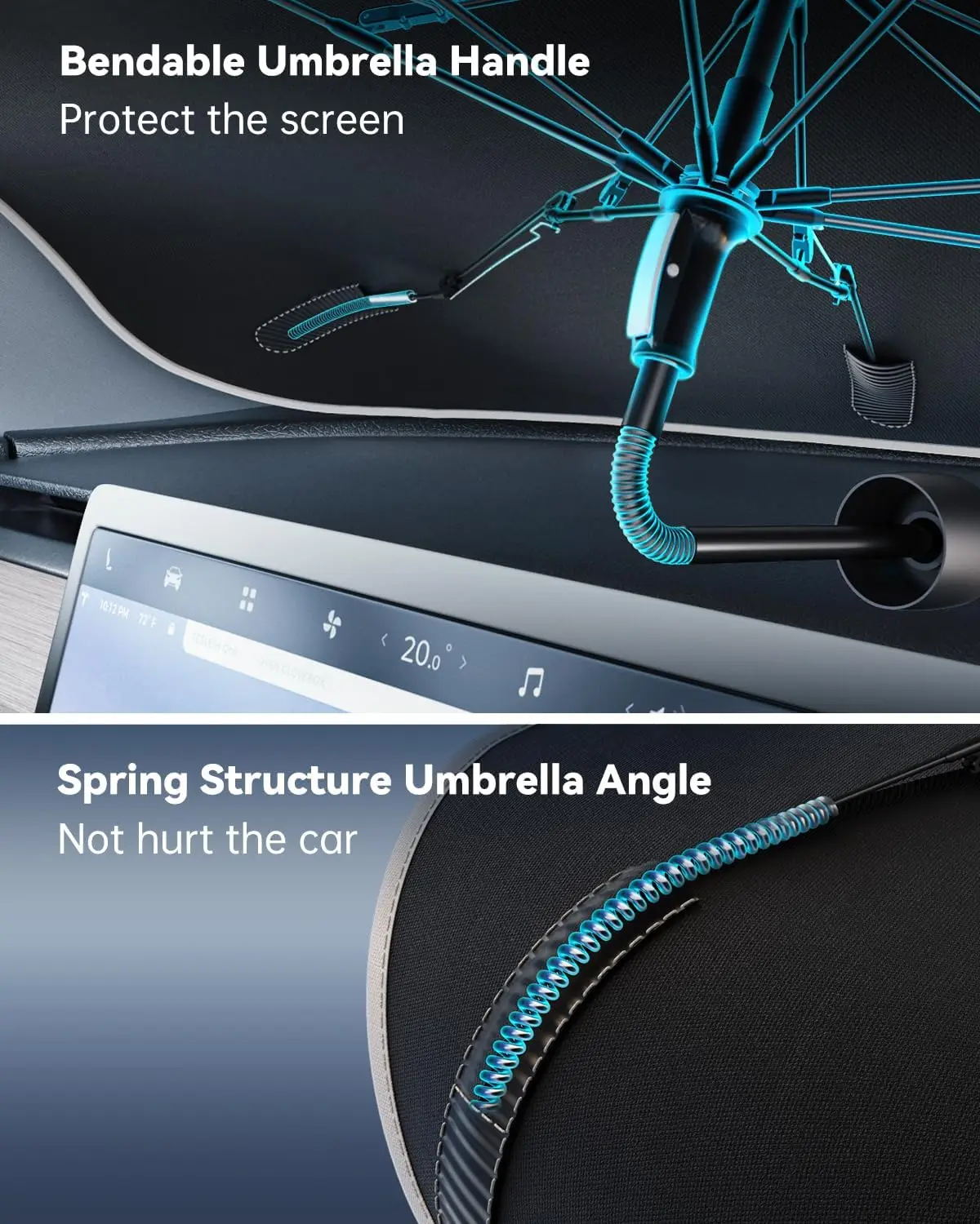 ل تسلا نموذج Y/3 2020-2025 الزجاج الأمامي مظلة من الشمس طلاء نانو الجليد والكريستال حماية السيارة من أشعة الشمس وتلف الحرارة