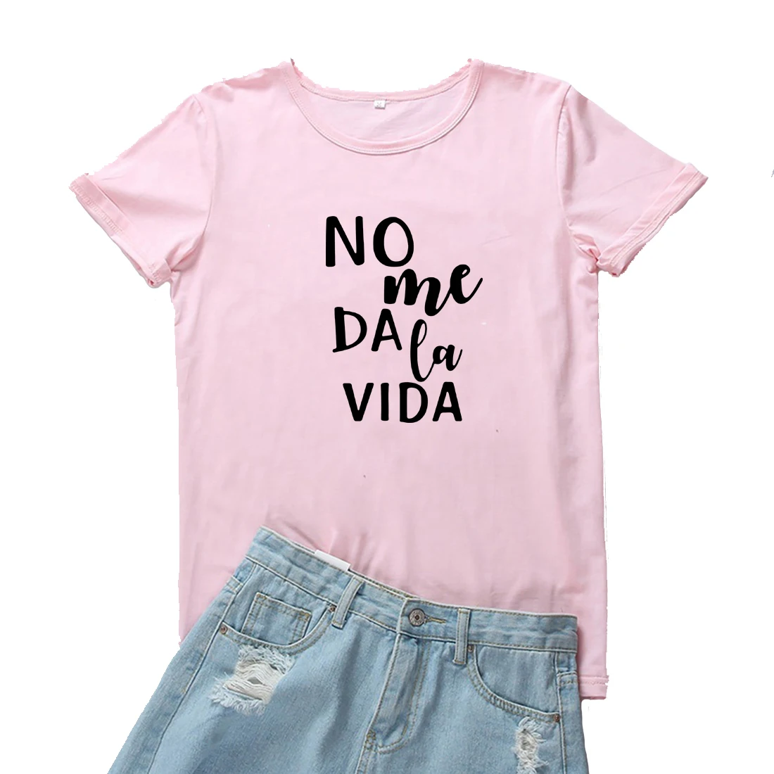 No Me Da La Vida Tshirt donna moda lingua spagnola maglietta donna Casual cotone Tee donna nero maniche corte Camisetas Mujer