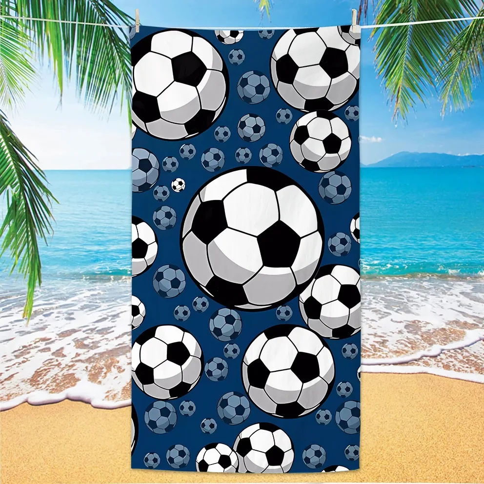 Bright Sky White Cloud Palm Beach Landscape Pattern Soft Absorbent Pool Towel for Outdoor Camping and Sunbath