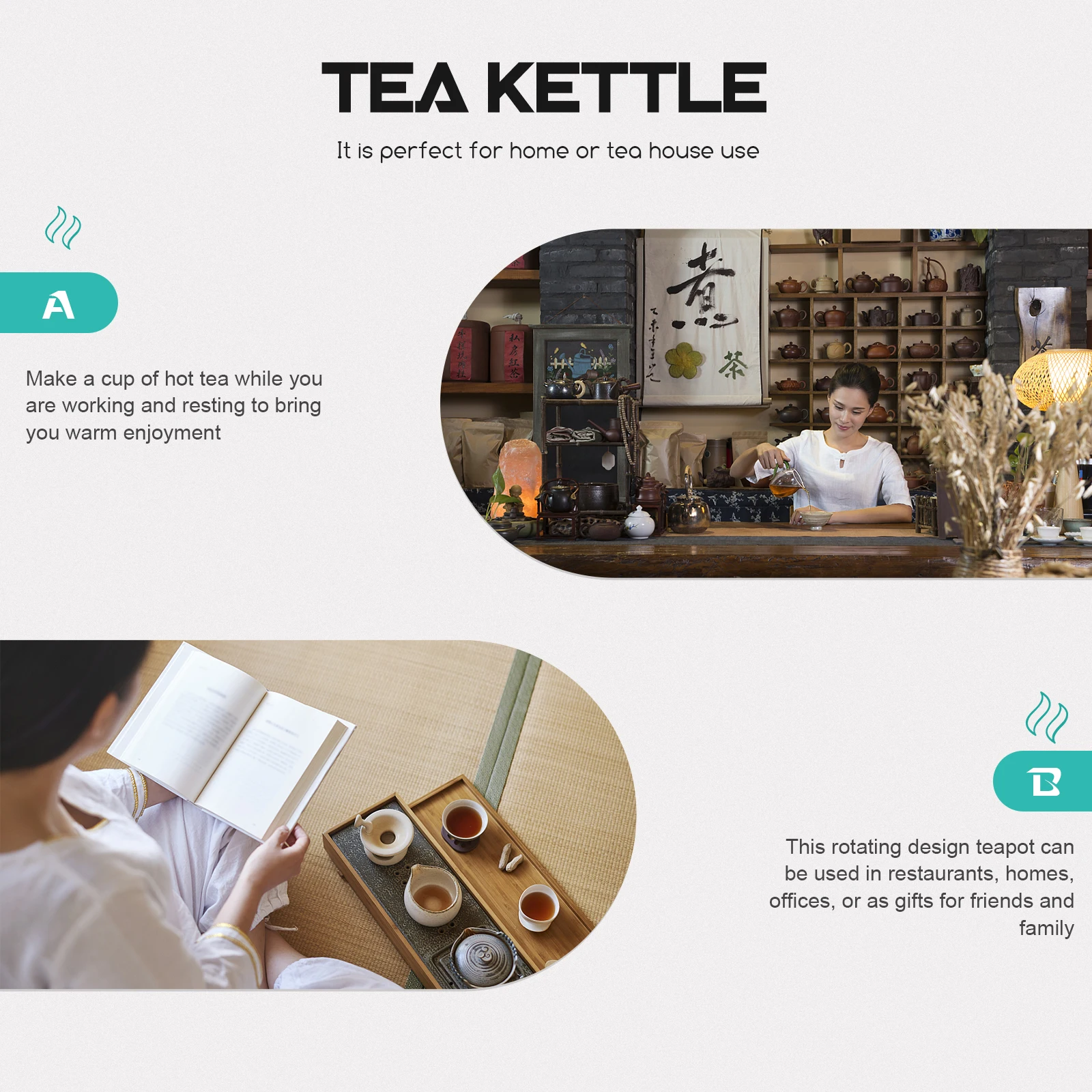 

Teapot with Side Handle Rotatable Kettle Household Modern Rotating Wood Rotation Ceramic Chinese Office