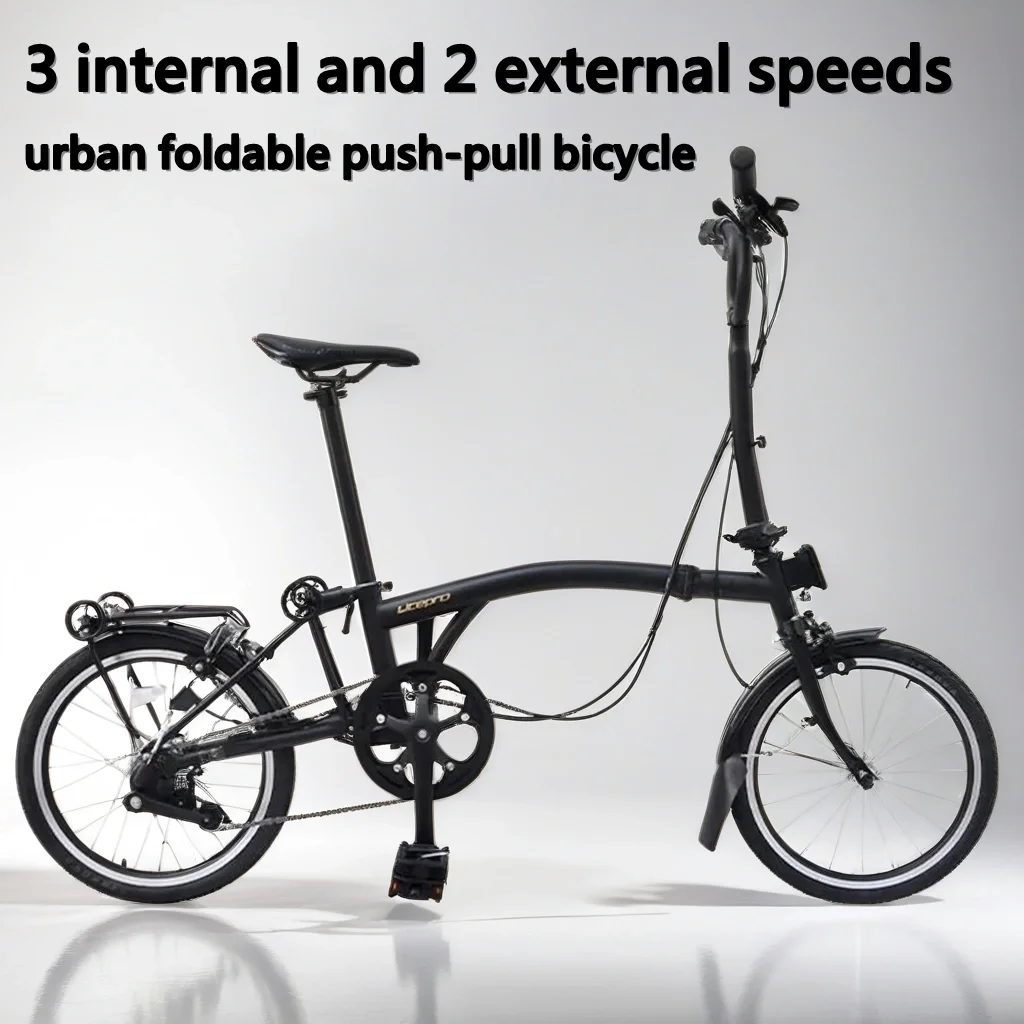 

16 inch folding bike inner 3 outer 2 speed M handle chrome molybdenum steel bicycle V brake horizontal handle city folding bike