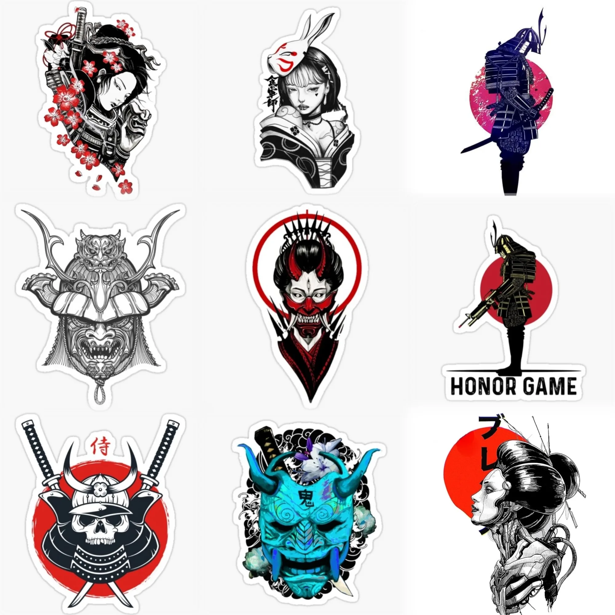 

Samurai Ninja Ghost Warrior Geisha Creative Sticker for Decorate Car Truck Bicycle Helmet Window Wall Fridge Decal Accessorie