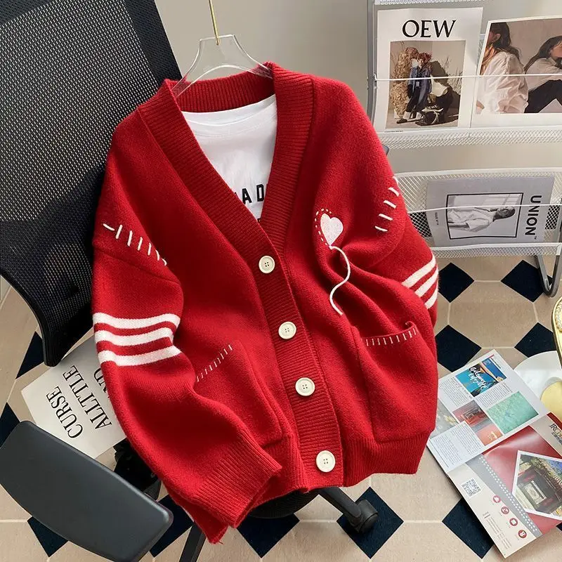 Gentle and Lazy Style Sweater Jacket Women's Spring and Autumn Loose Top New Korean Version High-end Knitted Cardigan