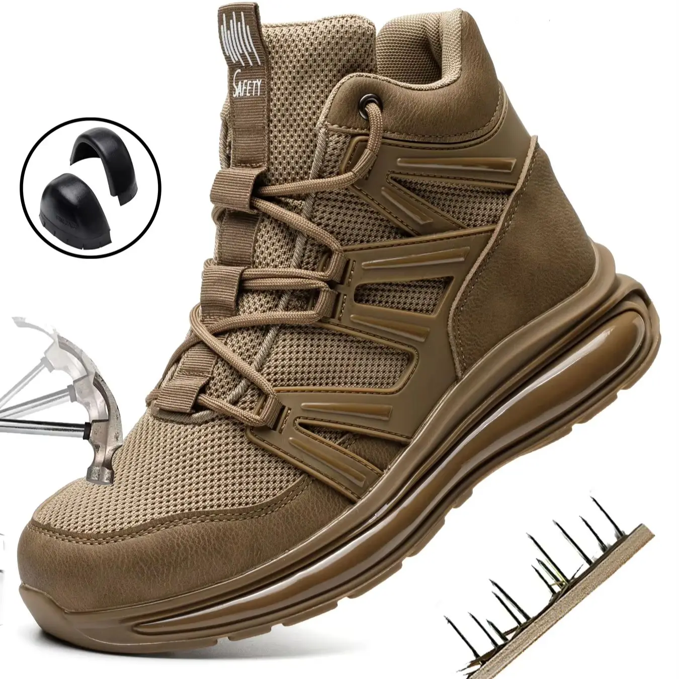 男性作業安全靴抗スマッシング鋼つま先キャップ作業ブーツ建設不滅の作業ソフトソールスニーカー男性靴