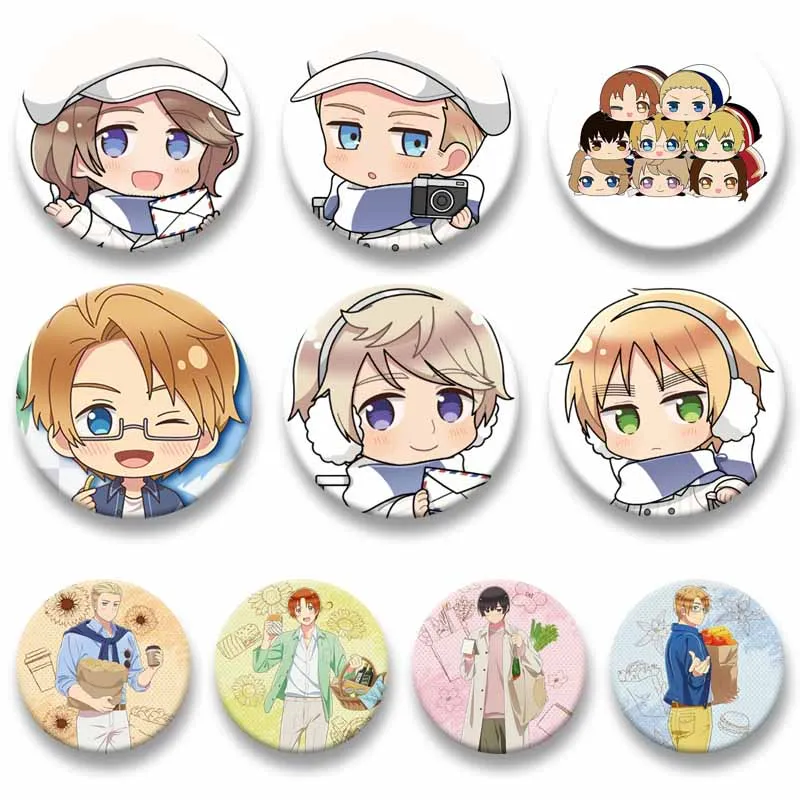 Anime Hetalia America Italy Russia Soft Button Pin Creative Funny Cartoon Meme Brooch Cute Manga Badge Bag Decor Collect Gifts