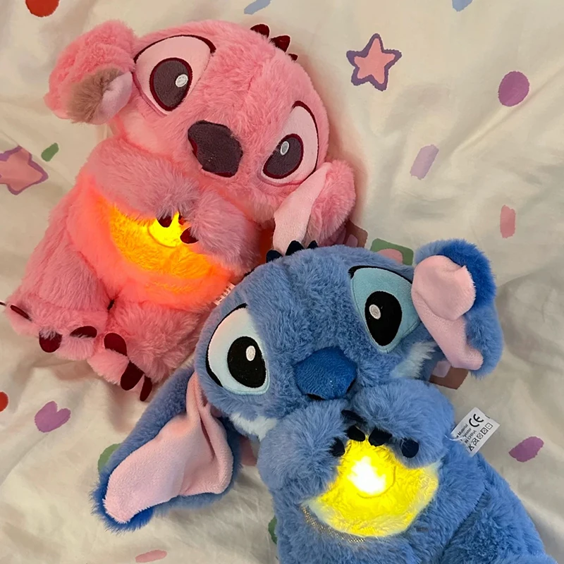 Cute Stitch Plush Doll Toy Child Sleeping Companion Breathing Toys Kawaii Soothes Music Xmas Anime Plush Toy Kids Christmas Gift