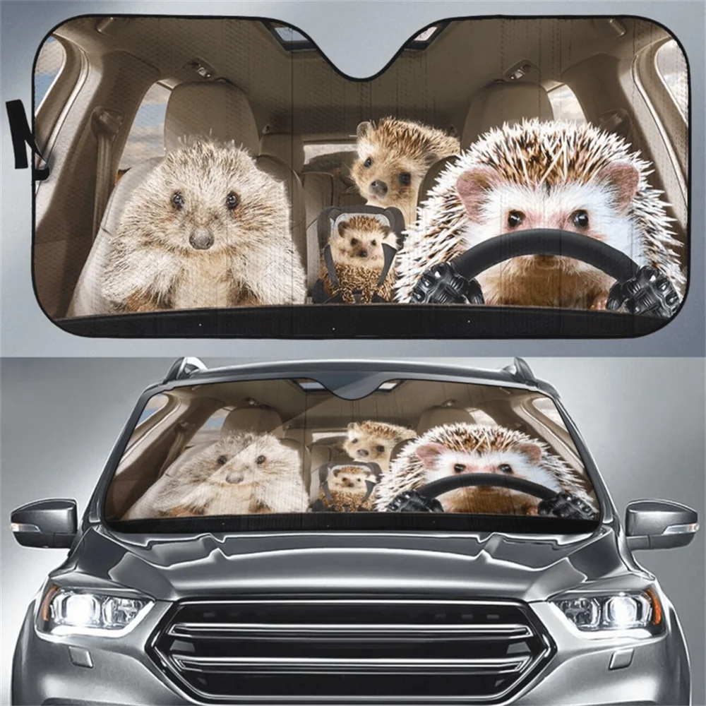 Lovely 3D Hedgehog Pattern Sunshade Car Accessories Universal Heat Reflector Protect UV Sun Visor Auto Sun Shade For Windshield