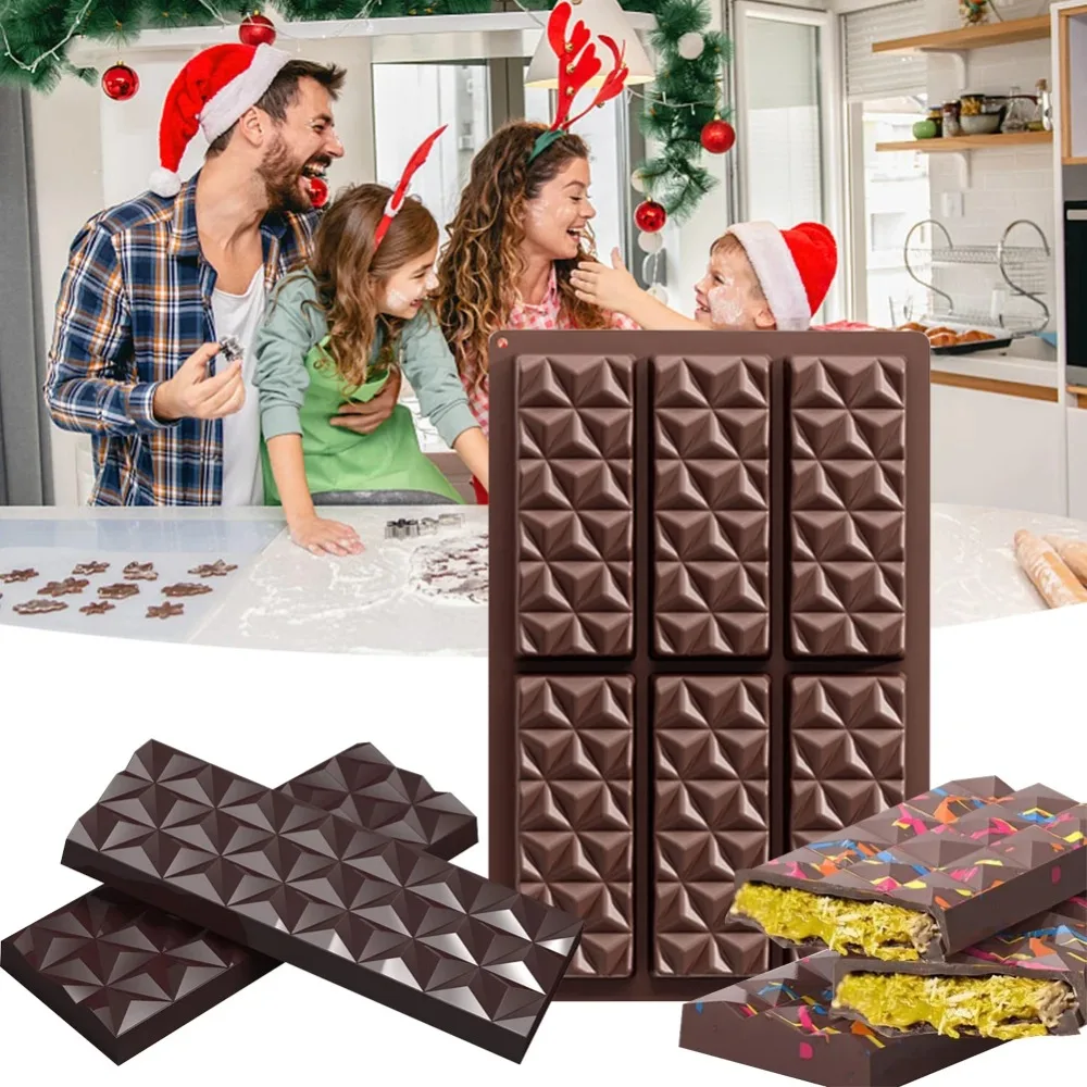 Stampo per caramelle con diamante a triangolo in silicone a 6 celle Stampo per dolci al cioccolato fai-da-te Mini stampi per caramelle per biscotti antiaderenti Strumenti di cottura per la casa