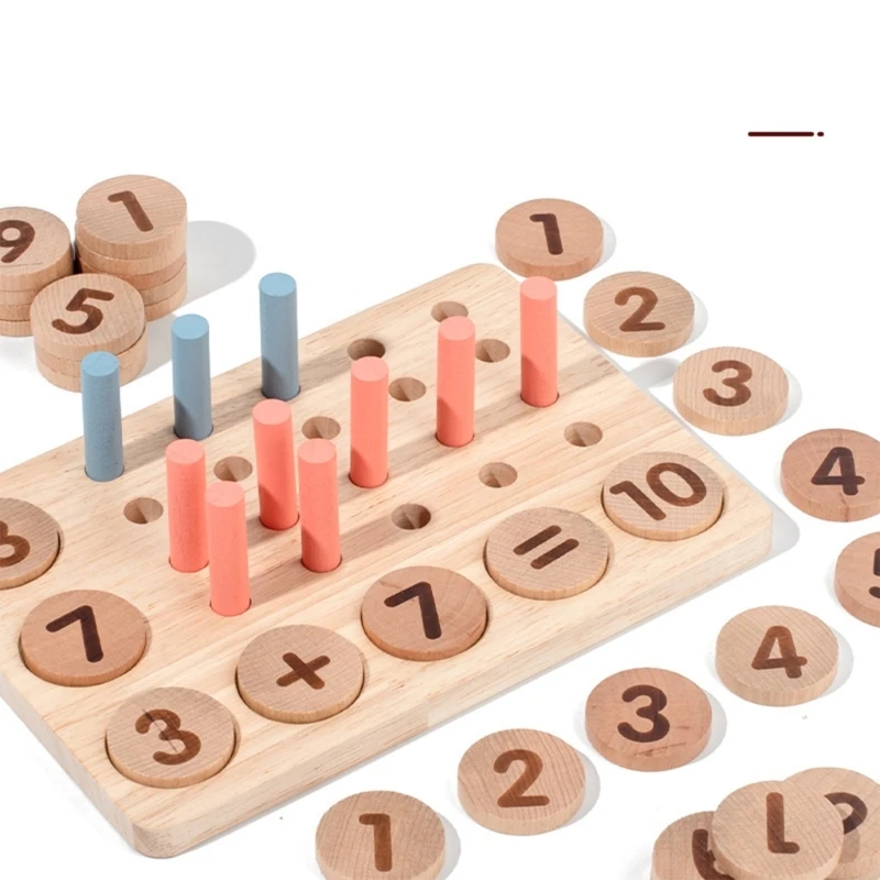Kleuterschool toevoeging en aftrek leren speelgoed voor kleuters houten blok