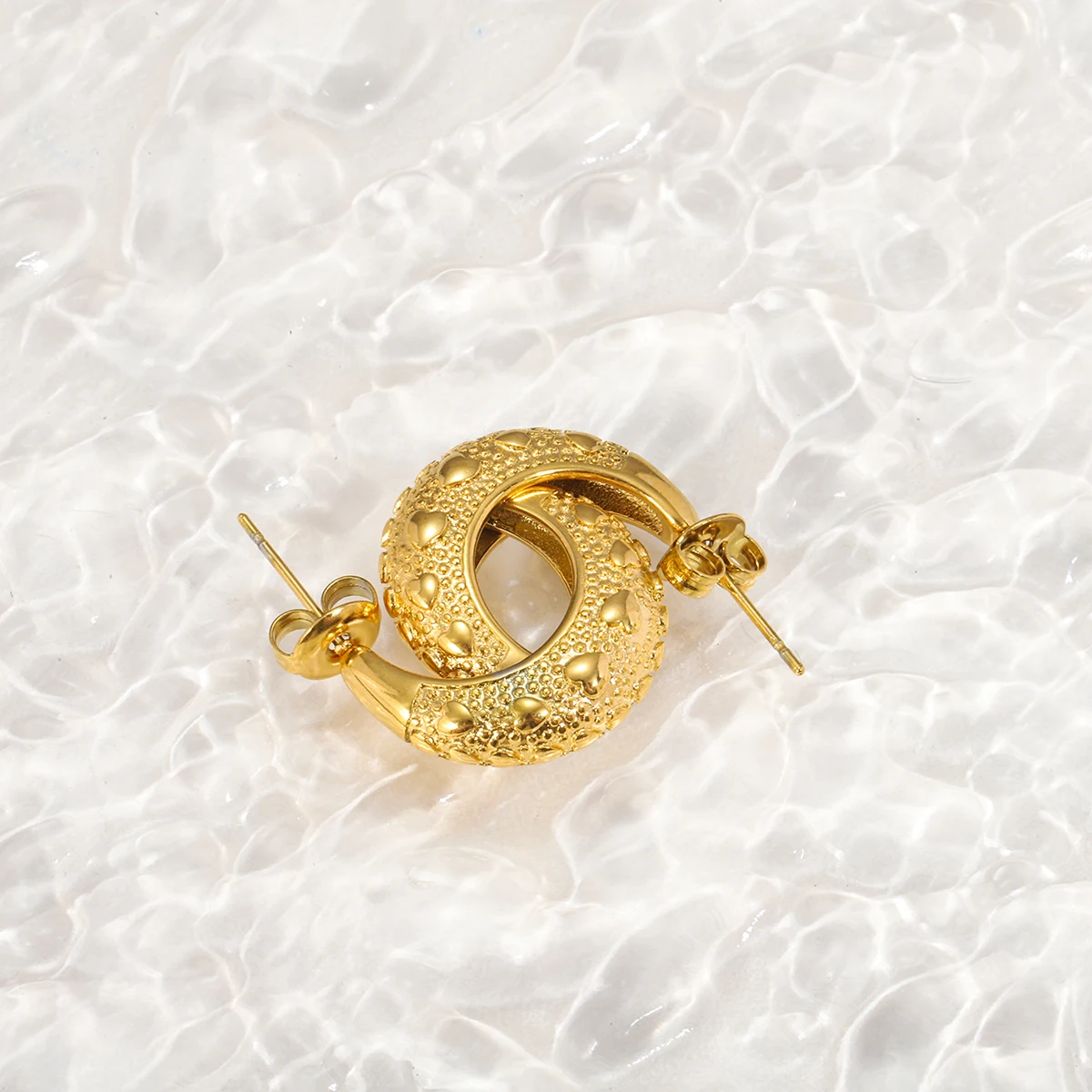 Stylish C-shaped 18K gold-plated stainless steel earrings are perfect for women's gifts image 3