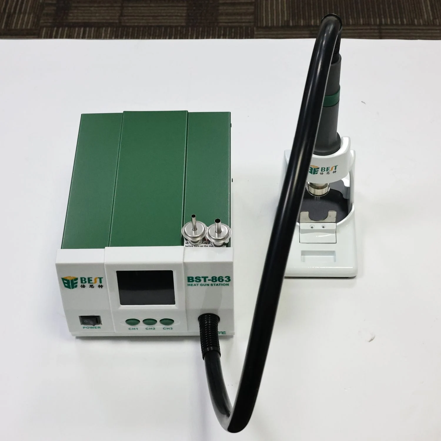 

1200W Lead-Free Hot Air Gun Soldering Station LCD Display Touch Screen Constant Temperature Heat Gun Desoldering Station BST-863