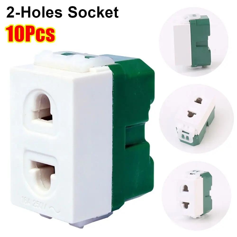 

10 шт. прочная розетка серии 120 с двумя отверстиями, круглая одинарная вилка, 2-контактная розетка, пластиковая плоская розетка, переключатель