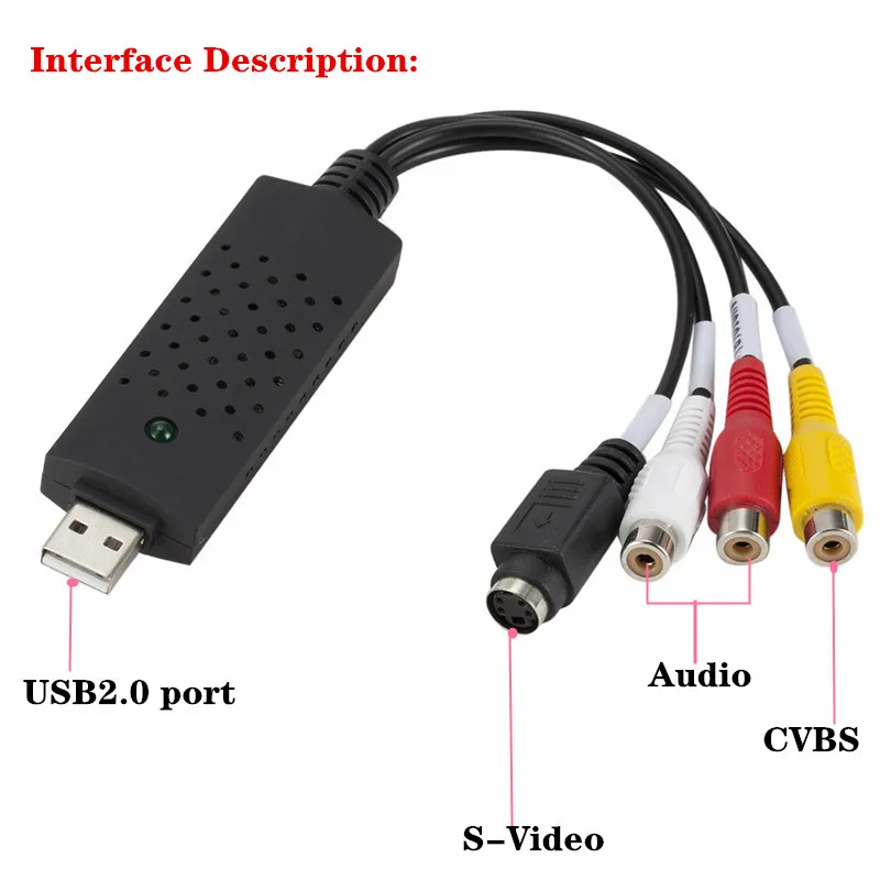 USB 2.0 Capture Digital Video Converter 4 Channel Audio Easycap Card Box VHS VCR TV to DVD Recorder Support For IOS Windows PC