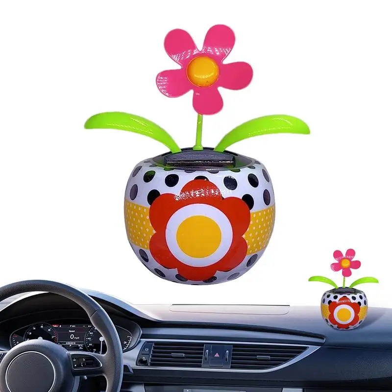 Floral Dashboard Decor Solar Flower Car Decoration Auto Shaking Head Decoration Bobblehead Car Ornaments For Bedside Table